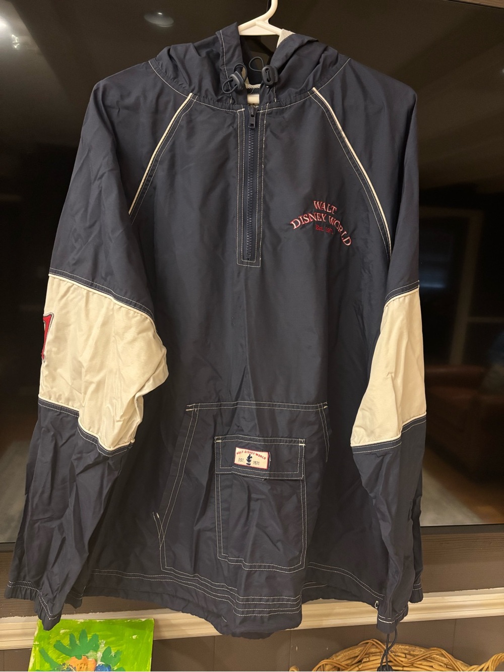 Disney Navy and Cream Hooded Pullover Windbreaker